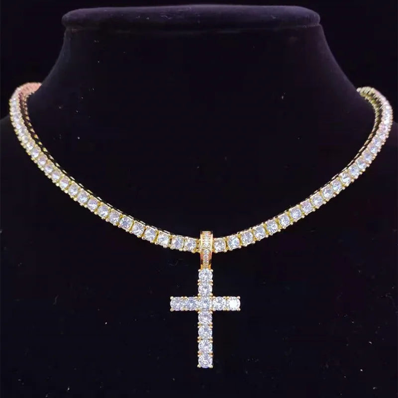 Cross Pendant Necklace with 4mm Zircon