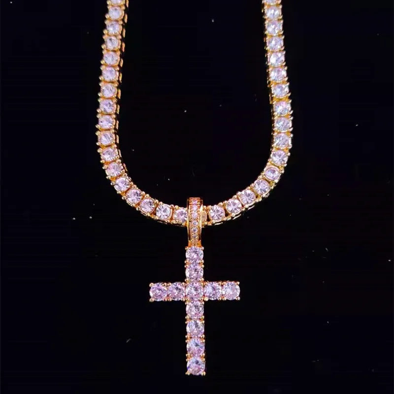 Cross Pendant Necklace with 4mm Zircon
