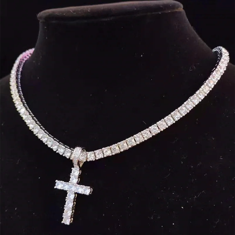 Cross Pendant Necklace with 4mm Zircon