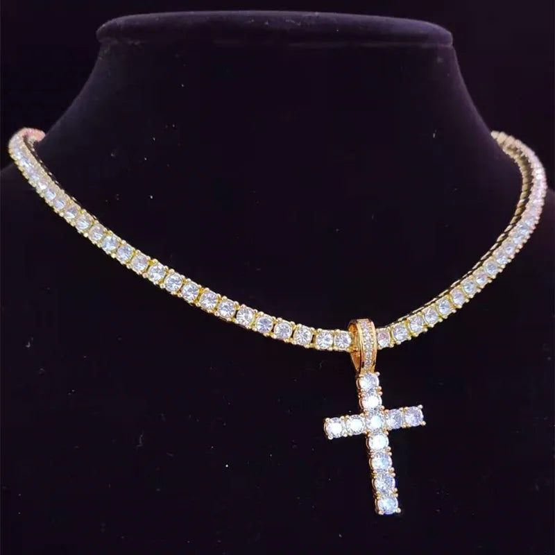 Cross Pendant Necklace with 4mm Zircon