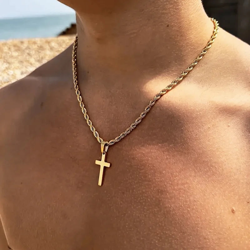 New Stainless Steel Cross Pendant Necklace