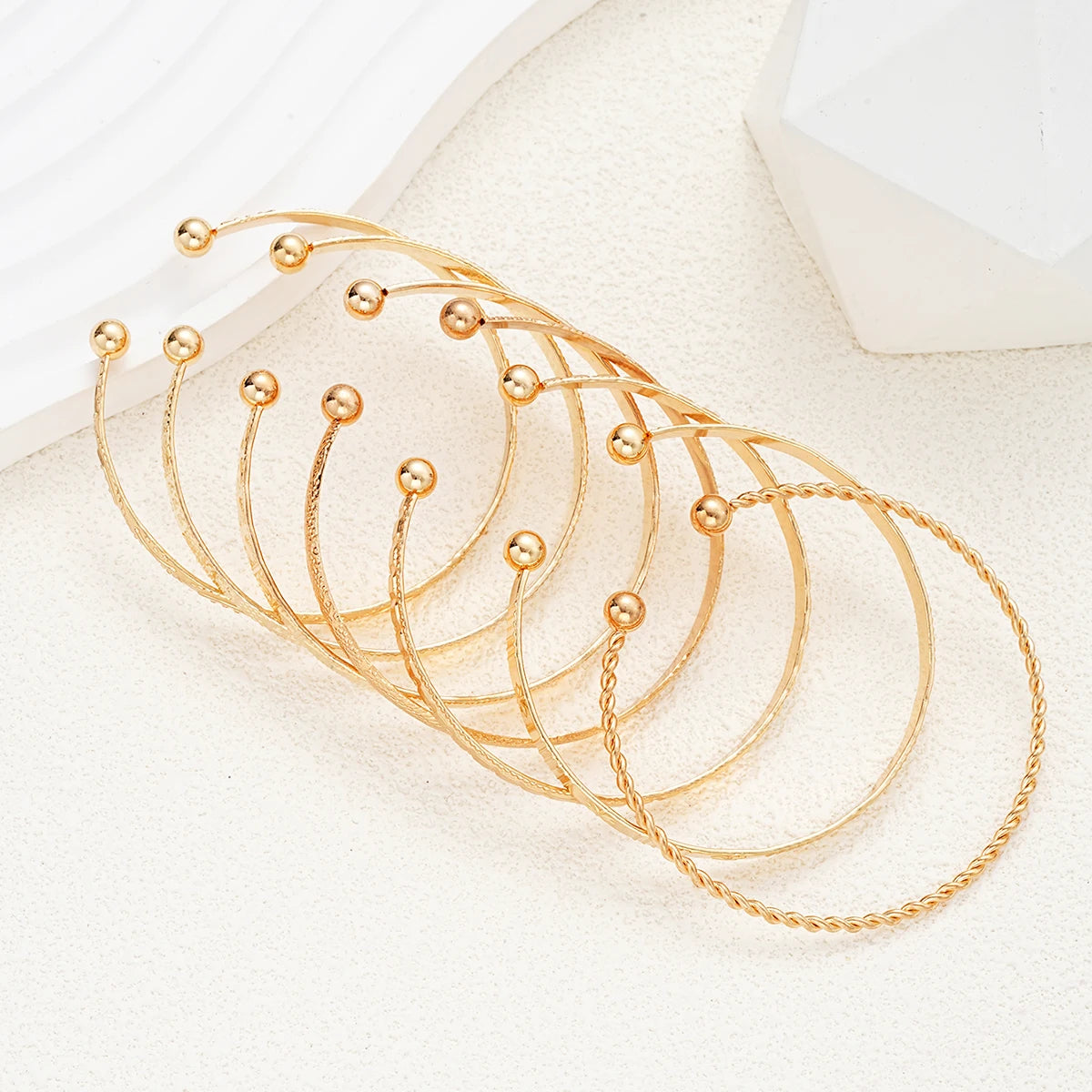 7 Pcs/Set Punk Gold Color Bracelets for Women