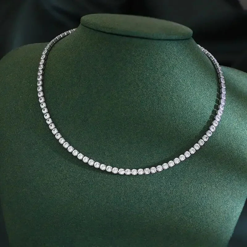 STERLING SILVER NECKLACE ZIRCON CHAIN
