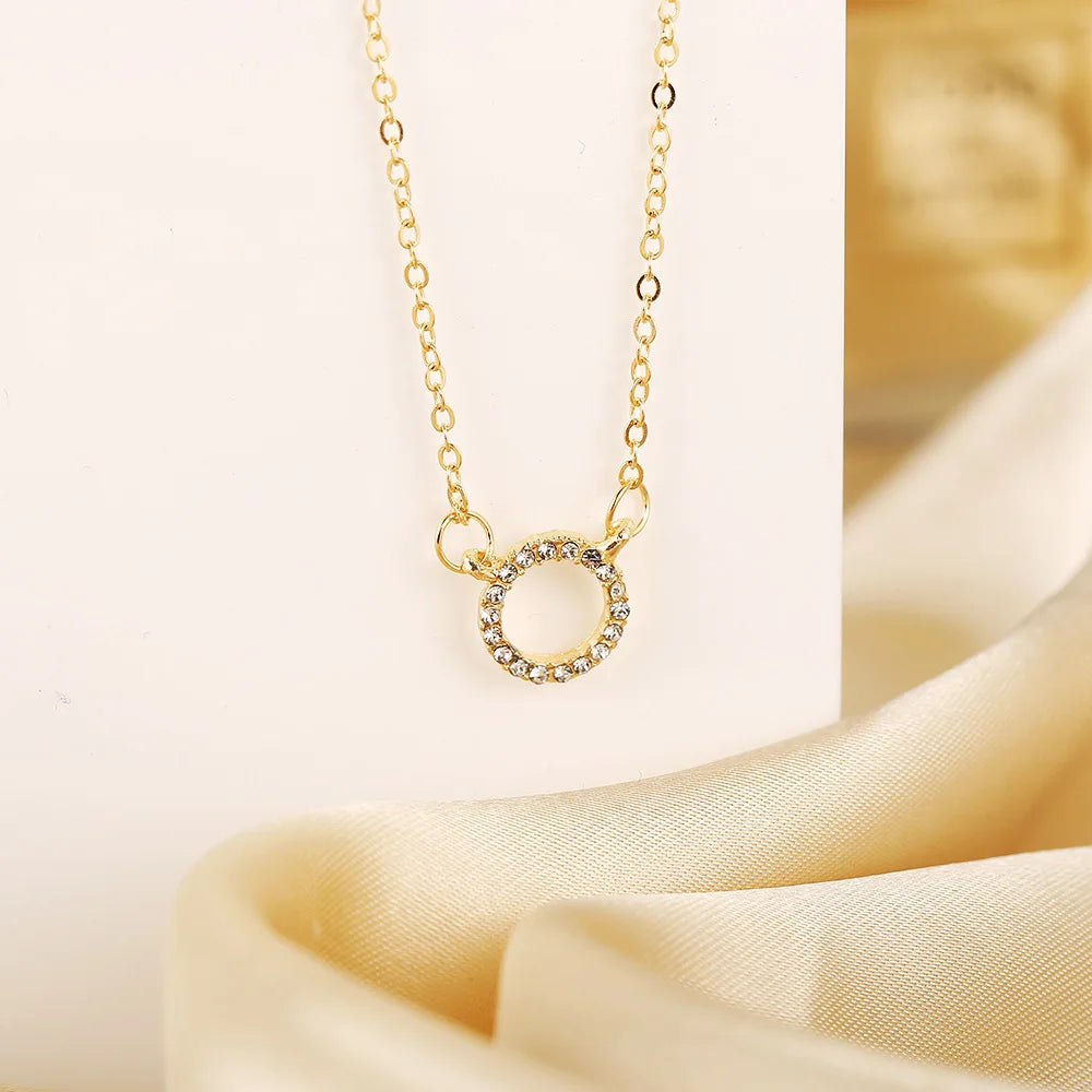 TREND ELEGANT JEWELRY SIMPLE CRYSTAL CIRCLE PENDANT
