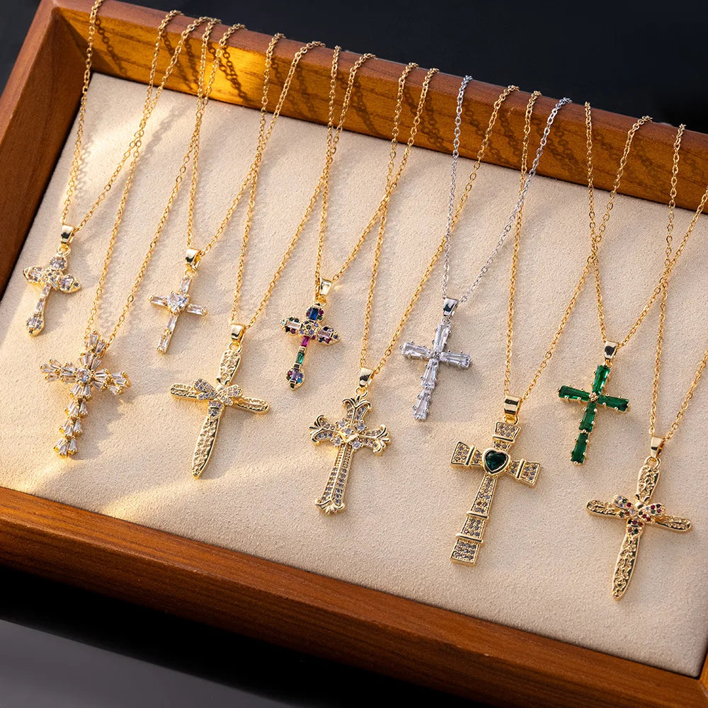 Zircon Cross Necklaces for Women