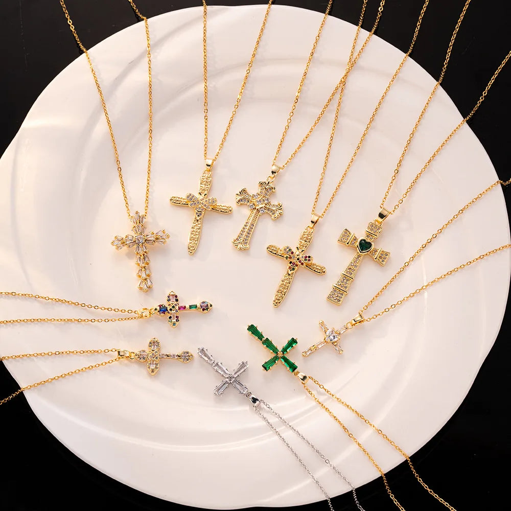 Zircon Cross Necklaces for Women