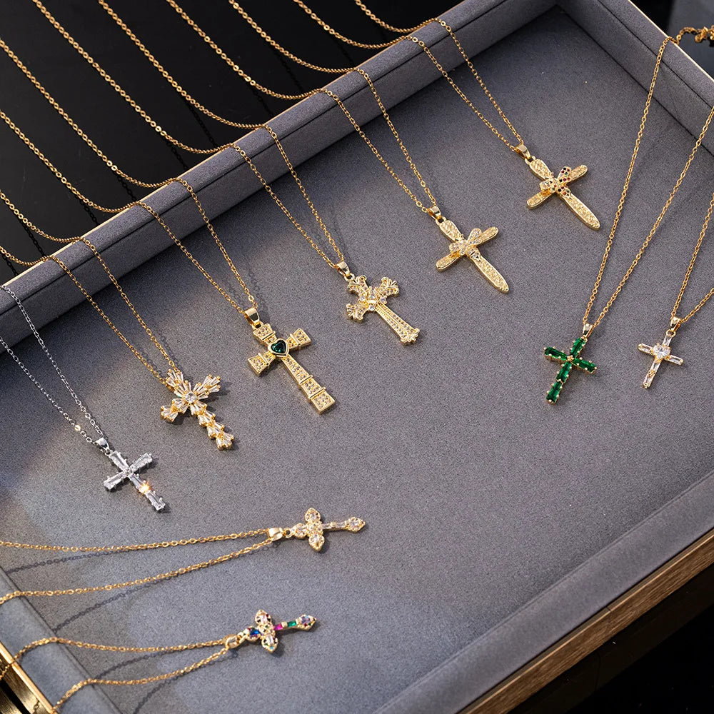 Zircon Cross Necklaces for Women