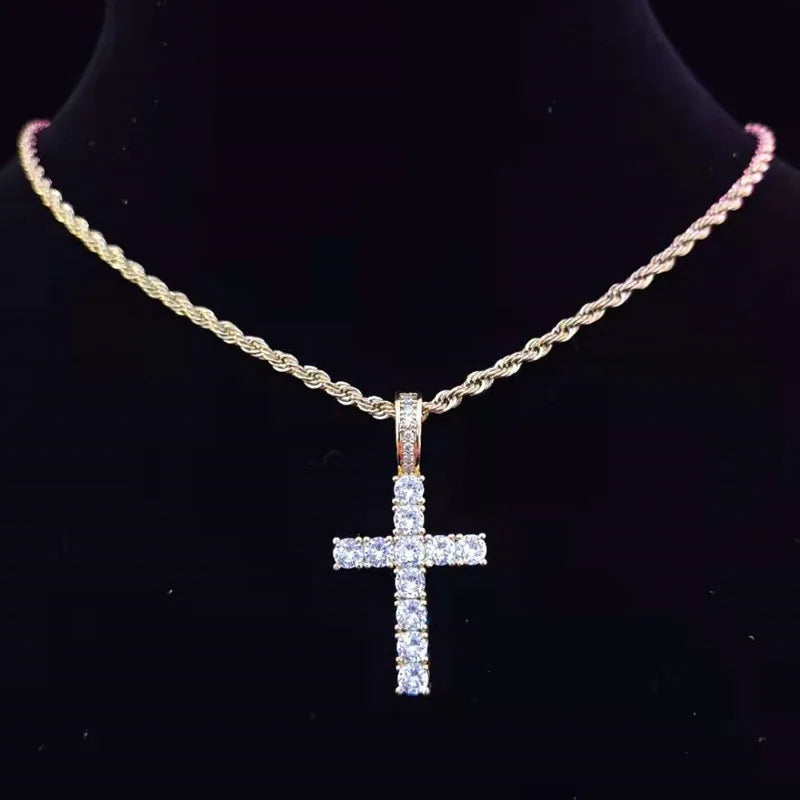 Cross Pendant Necklace with 4mm Zircon