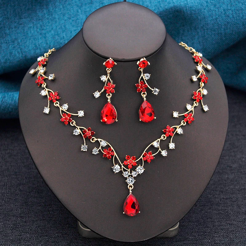 ELEGANT COLLAR 2 PCS SETS FLOWER NECKLACE AND EARRINGS