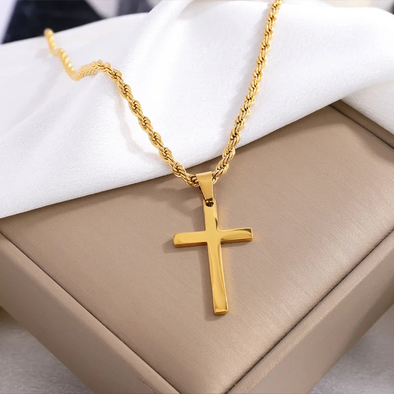 New Stainless Steel Cross Pendant Necklace