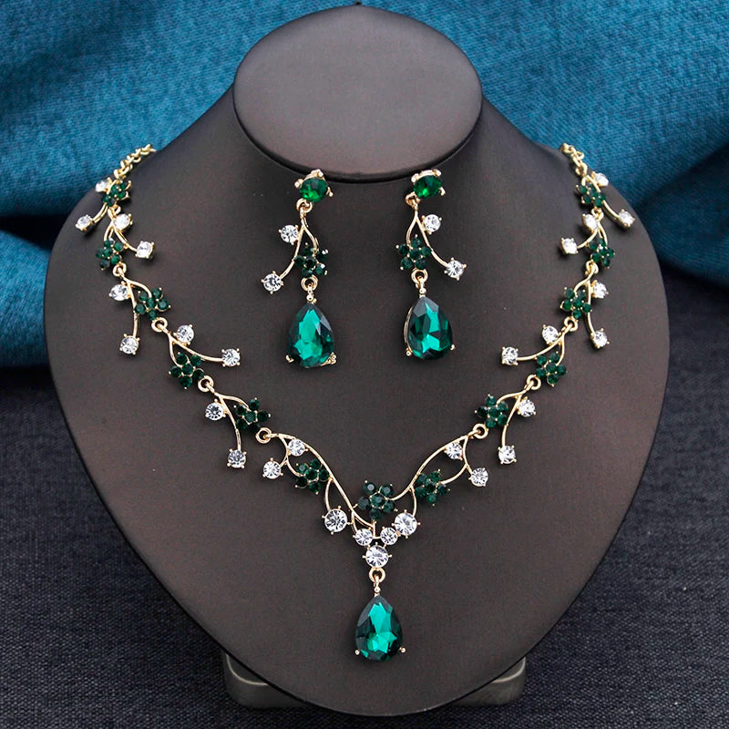 ELEGANT COLLAR 2 PCS SETS FLOWER NECKLACE AND EARRINGS