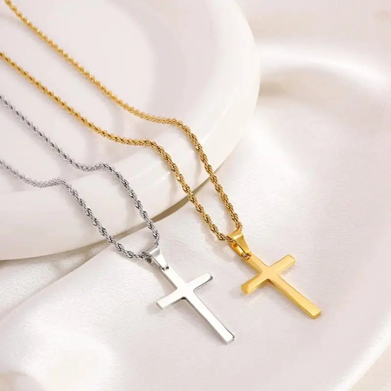 New Stainless Steel Cross Pendant Necklace