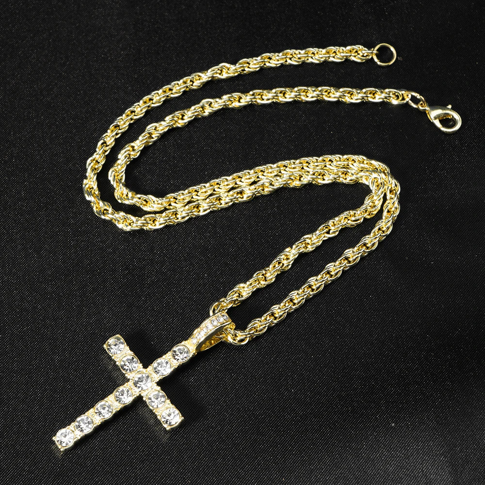 Out Cross Pendant Necklace Strap 4mm Zircon