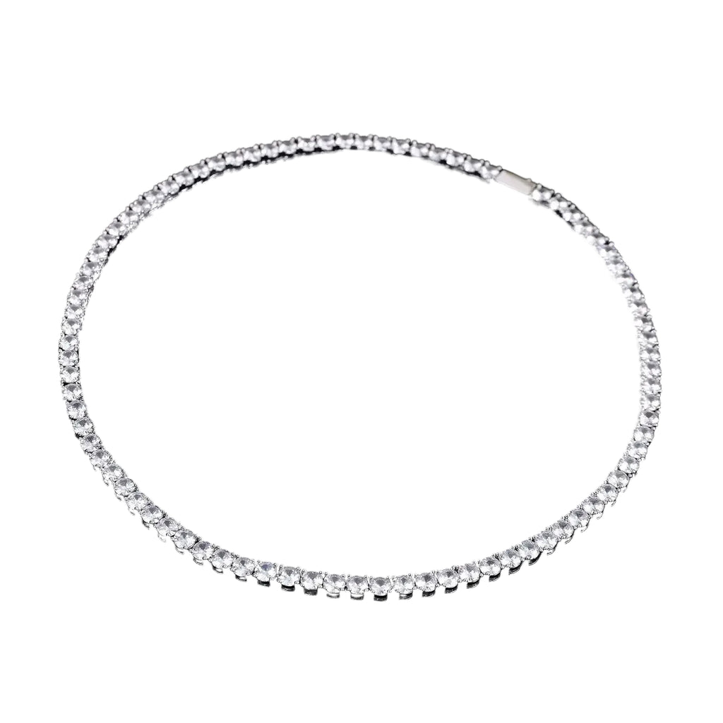 STERLING SILVER NECKLACE ZIRCON CHAIN